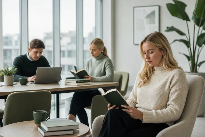 Ung profesjonell som leser finansbøker